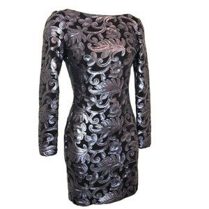 Dress The Population Lola Silver Sequin Dress XS